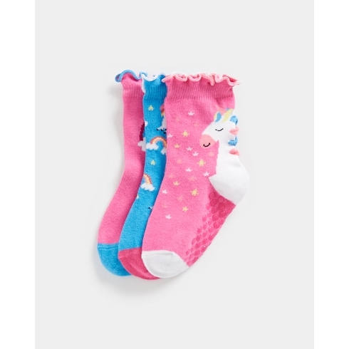 Girls Socks Unicorn Design-Pack Of 3-Multicolor