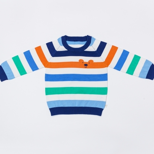 H by Hamleys Boys Full Sleeve Sweater Striped-Multicolor