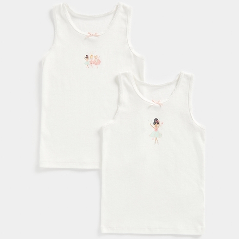 Mothercare Girls Ballerina Vest-Pack Of 2-White