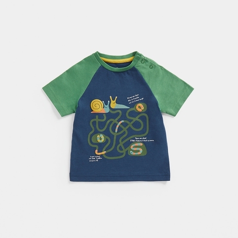 Mothercare Boys Short Sleeves Worms And Snails Design T-Shirt -Navy