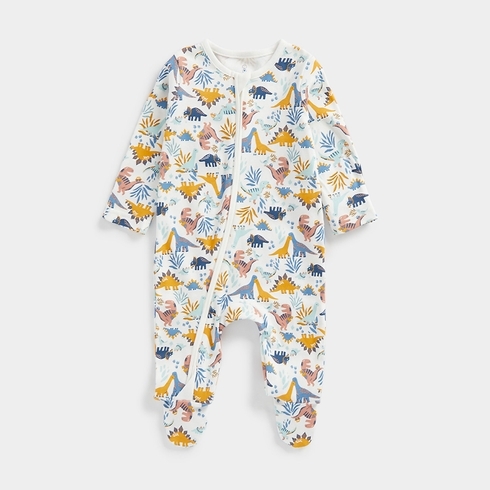 Mothercare Unisex Full Sleeves Dino deisgn All In One -Multi