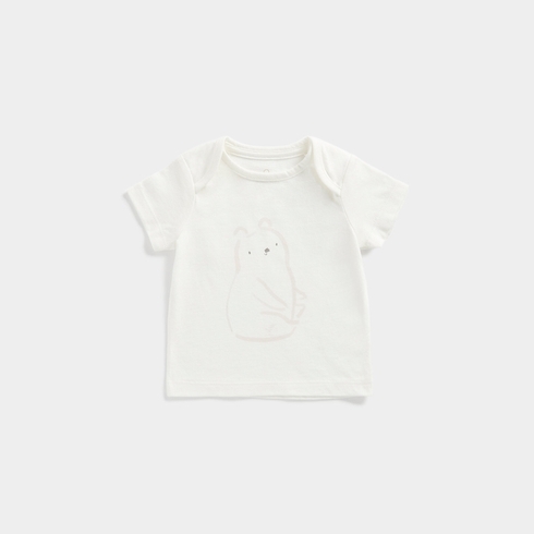 Mothercare Girls Half Sleeves My First Collection T-Shirt -Cream