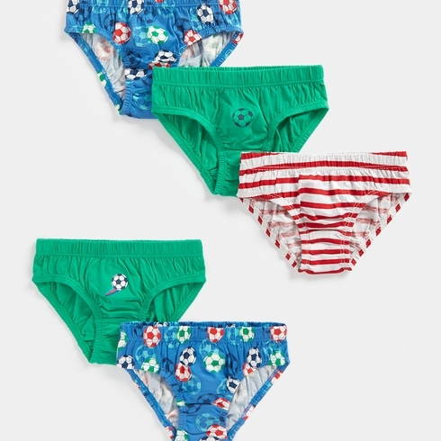 Mothercare Boys Football Print Brief-Pack Of 5-Multi
