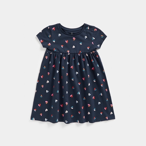 Mothercare Girls Short Sleeves Casual Dress -Navy