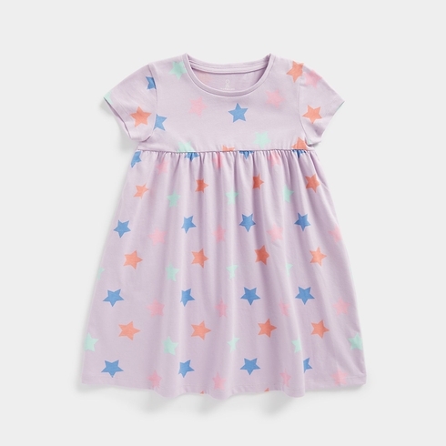 Mothercare Girls Short Sleeves Casual Dress -Purple