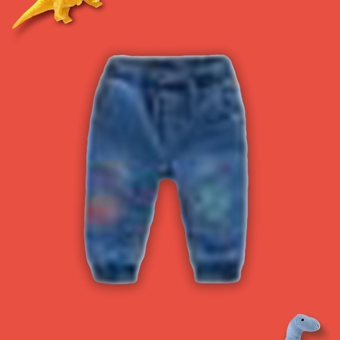 Boys Jogger Jeans Drawcords With Dino Design-Blue