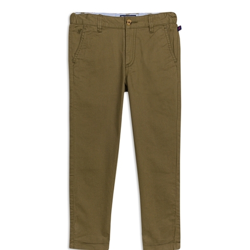 H By Hamleys Heritage Boys Solid Stretch Trouser - Green 
