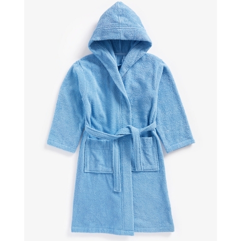 Boys Full Sleeves Bath Robe Hooded - Blue