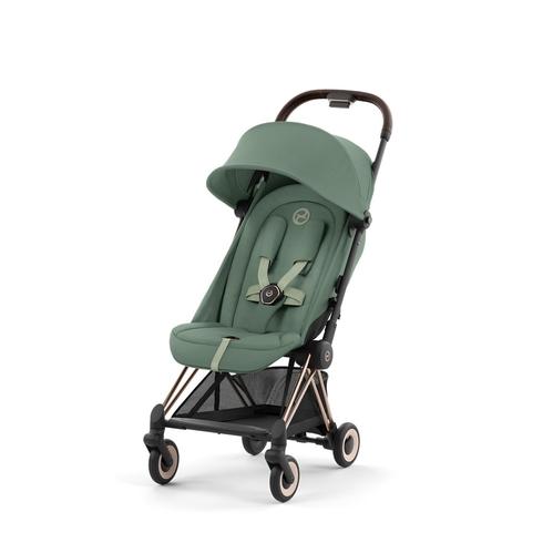 Cybex Coya Baby Stroller - Ultra-Compact, Lightweight and Travel-Friendly Stroller For Babies From 0-4 Years - Leaf Green With Rose Gold Frame