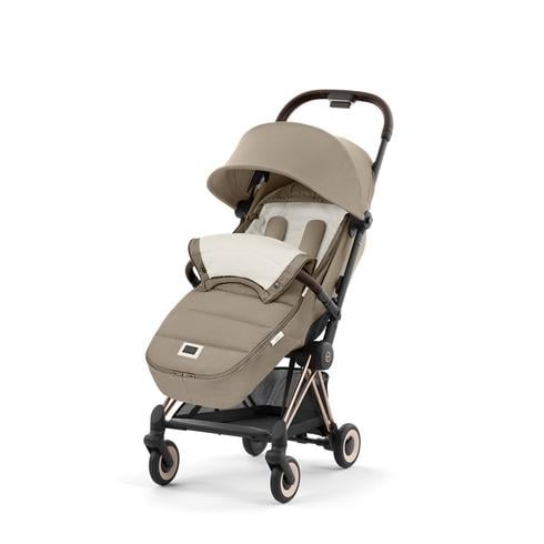 Cybex Coya Baby Stroller - Ultra-Compact, Lightweight and Travel-Friendly Stroller For Babies From 0-4 Years - Cozy Beige With Rose Gold Frame
