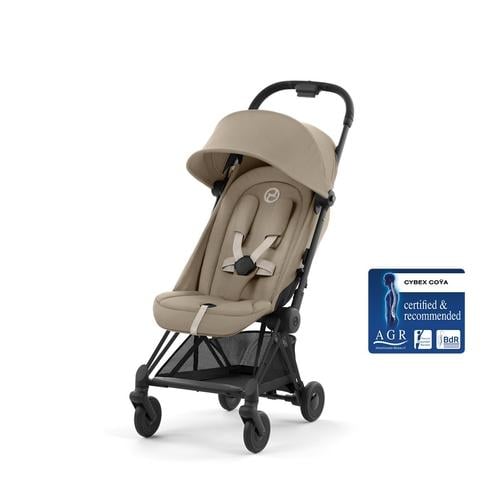 Cybex Coya Baby Stroller - Ultra-Compact, Lightweight and Travel-Friendly Stroller For Babies From 0-4 Years - Cozy Beige With Matt Black Frame