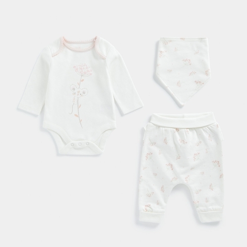 Mothercare Girls Full Sleeves 3Pc Gift Set -White
