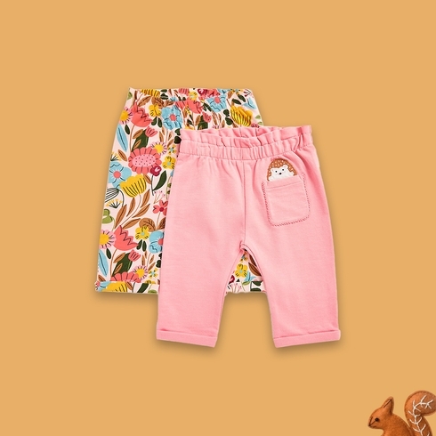 Girls Joggers -Pack Of 2-Multicolor