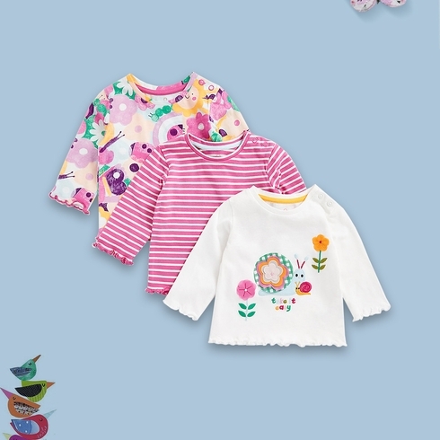 Girls Full Sleeves T-Shirt Flower Print-Pack of 1-Multicolor