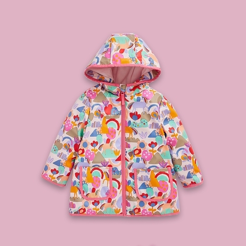 Girls Full Sleeves Jacket With Colorful Design-Multicolor