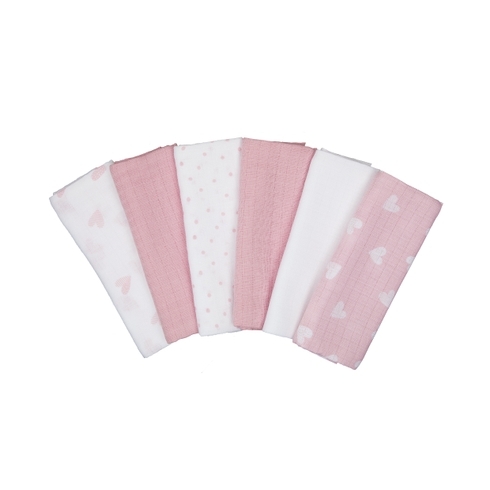 Mothercare patterned baby muslins pink pack of 6