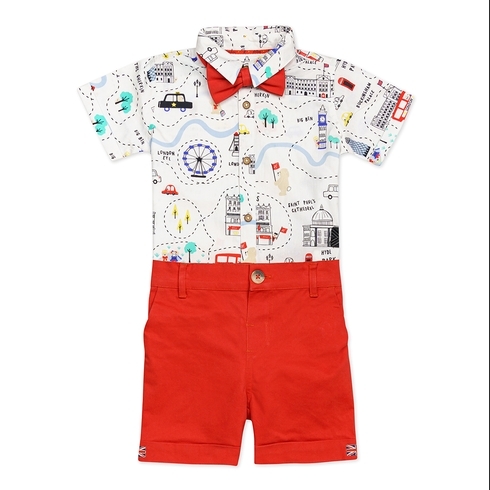 H By Hamleys Baby Boy Heritage Top &Amp; Shorts Set- Multi Pack Of 2
