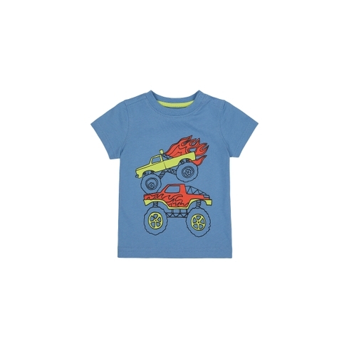 Boys Half Sleeves T-Shirt Monster Truck Print - Blue