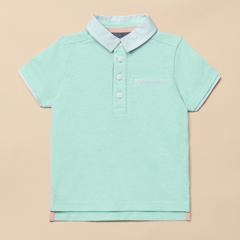 Boys Half Sleeves Polo T-Shirt - Aqua