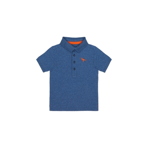 Boys Half Sleeves Polo T-Shirt Dino Embroidery - Blue