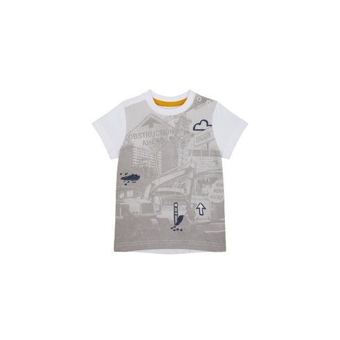 Boys Half Sleeves T-Shirt Photographic Print - White