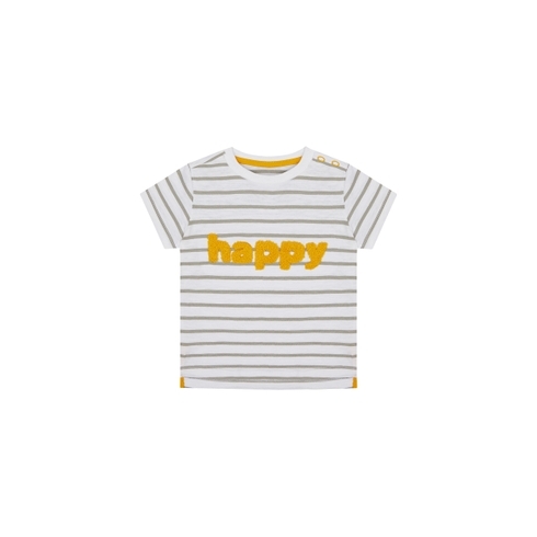 Boys Half Sleeves T-Shirt Text Patchwork - White