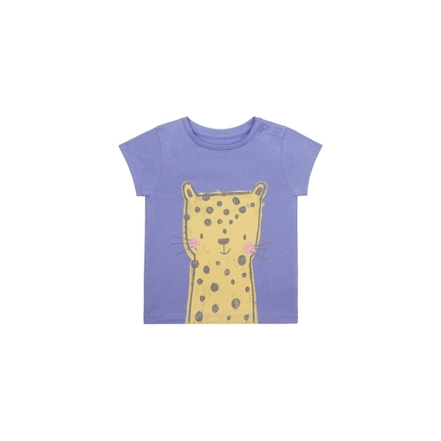 Girls Half Sleeves T-Shirt Leopard Print - Blue