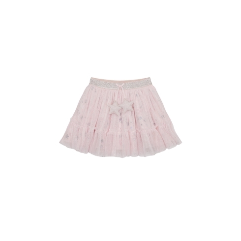 Girls Mesh Skirt Star Detail - Pink
