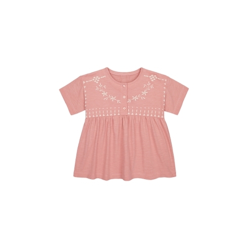 Girls Half Sleeves Top Embroidered - Pink