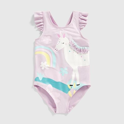 Mothercare Lilac Party Horse Girls Swimsuit -Purple