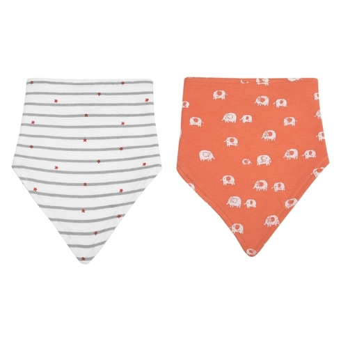 Unisex Stripe and elephant print Bibs - Pack of 2 - Multicolor
