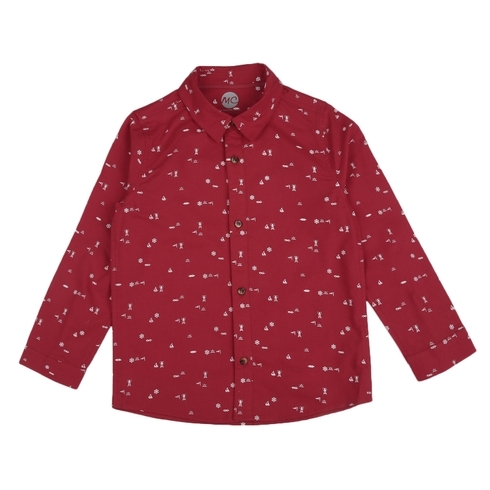 Boys Half sleeves Printed Shirt - Red