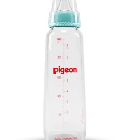 Pigeon Glass Feeding Bottle With Nipple Large Pale Blue 240Ml