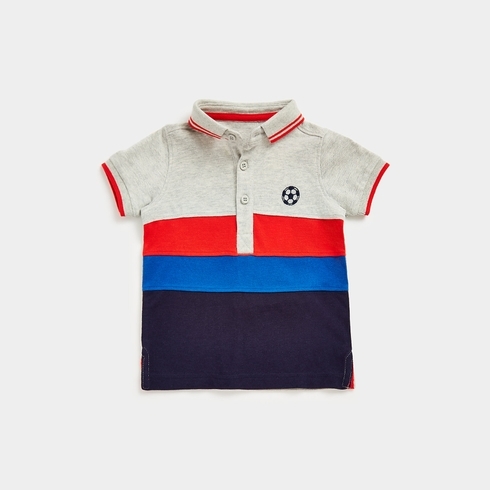 Mothercare Boys Short Sleeve Sports Design Polo -Multicolour