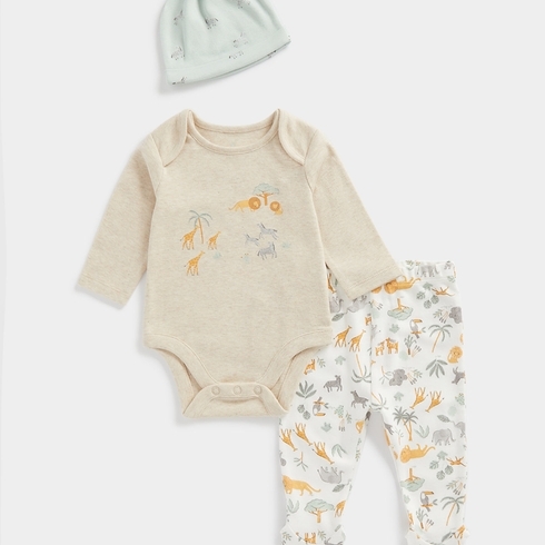 Mothercare Unisex Full Sleeves Little Zoo Print Gift Set -Multicolour