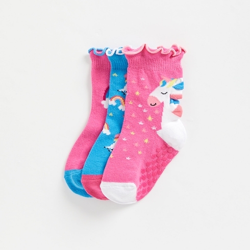 Mothercare Girls Unicorn Socks-Pack Of 3-Multicolour