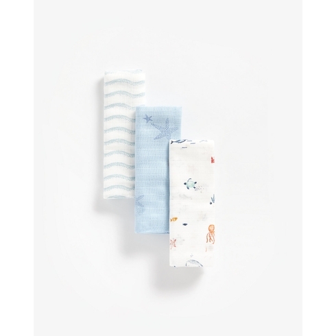 Mothercare You Me &Amp; The Sea Muslins Multicolor Pack Of 3