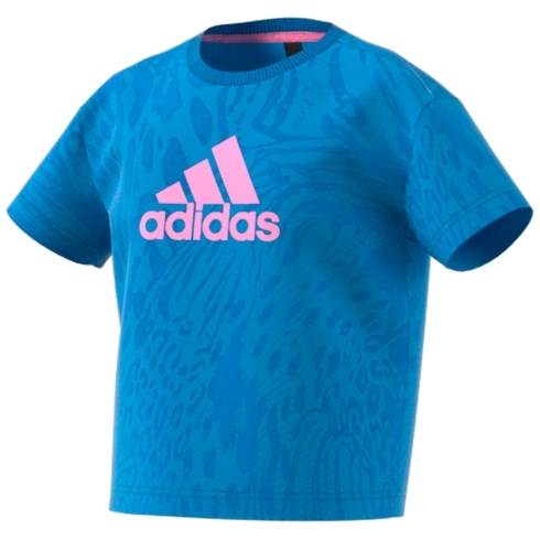Adidas Kids Half Sleeves T-Shirts Female Printed-Pack Of 1-Blue