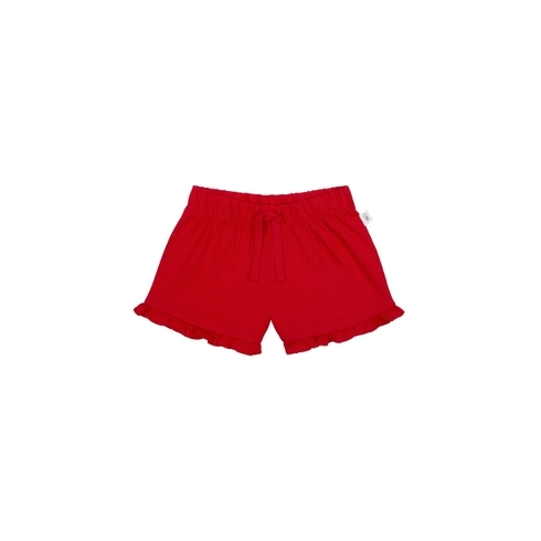 Girls Shorts Frill Hem - Red