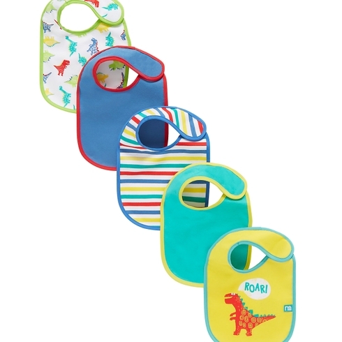 Mothercare Dino Bibs Pack Of 5 Black