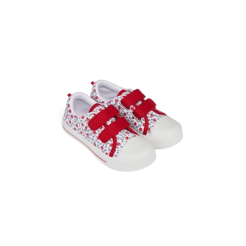 Girls Canvas Shoes Floral Print - Red