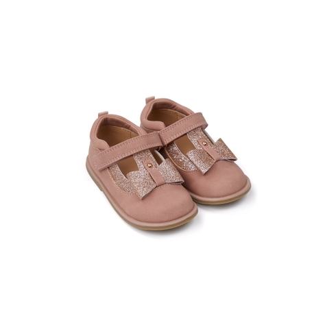 Girls First Walker Shoes Glitter Bow Detail - Pink