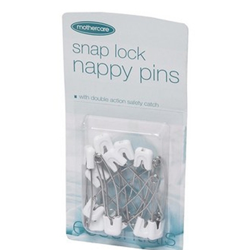 Mothercare Snap Lock Nappy Safety Pins White - 10 Pcs