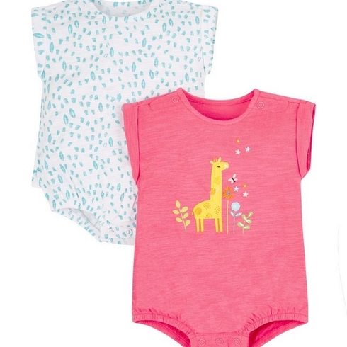Pink And Aqua Giraffe Bodysuit