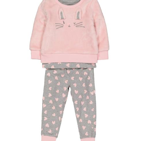 Girls Full Sleeves Pyjamas Bunny Print - Pink