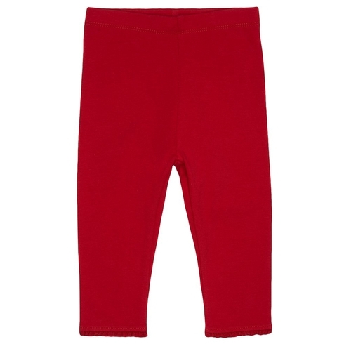 Girls Leggings Elasticated Waistband With Lace - Red