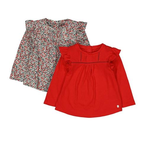 Girls Full Sleeves T-Shirt Floral Print - Pack Of 2 - Red