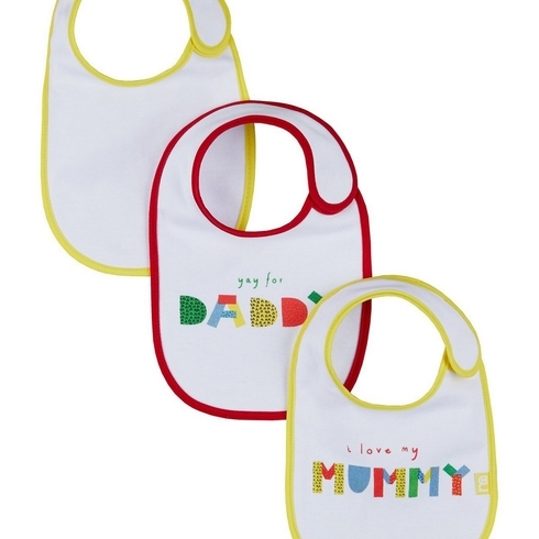 Mothercare mummy & daddy baby bibs multicolor pack of 3