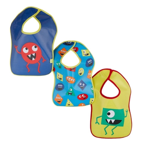 Mothercare monster oil cloth bibs multicolor pack of 3