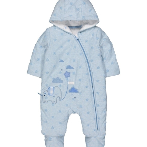 My First Elephant And Stars Blue Velour Pramsuit